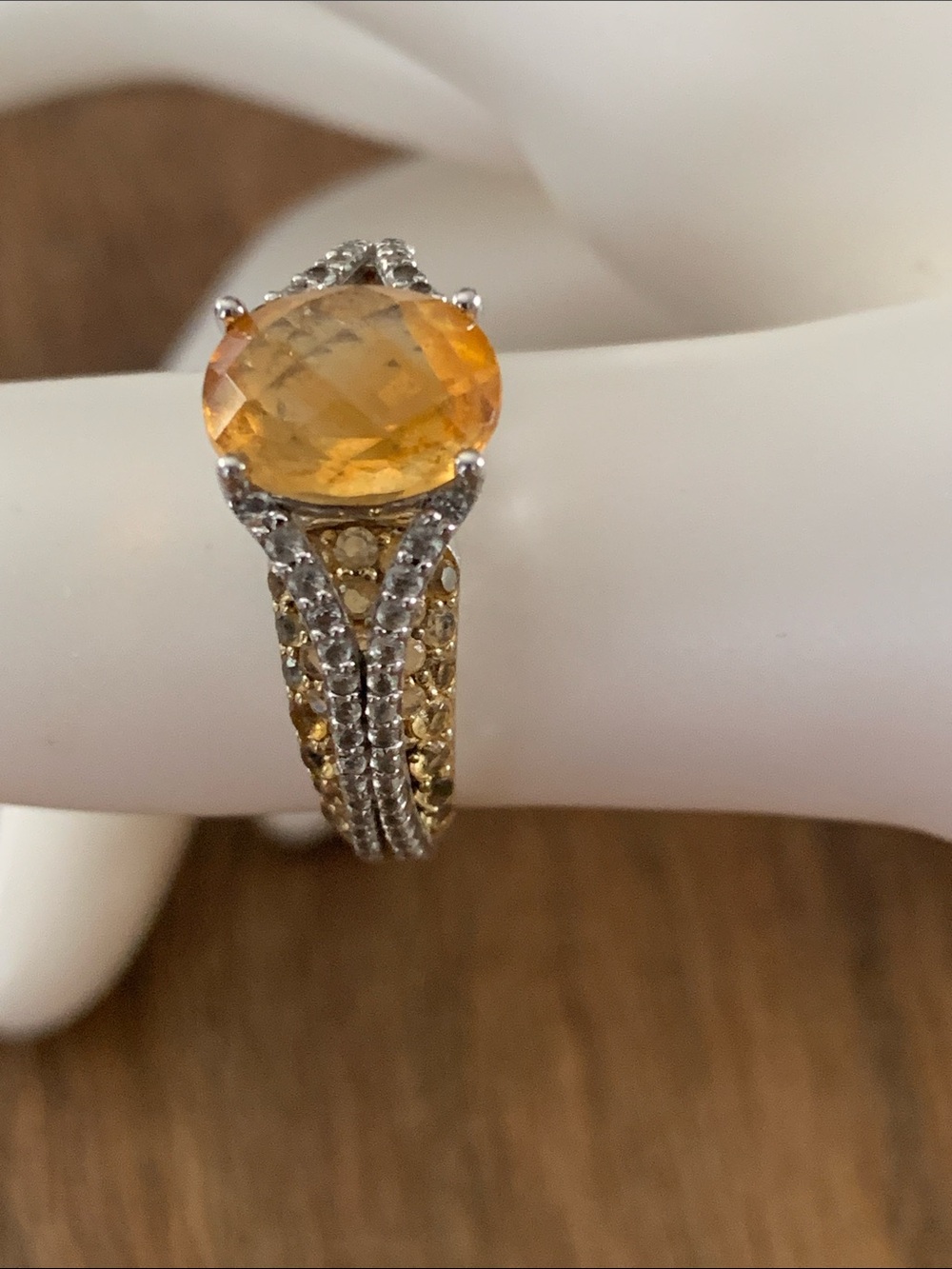 Sterling Silver Citrine Ring Size 7.25